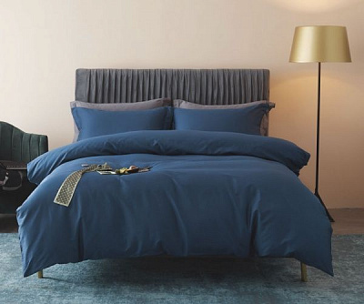 Комплект постільної білизни Mono blue D двоспальний синій La Nuit