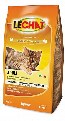 Корм сухой для взрослых кошек LECHAT Adult 1,5 кг