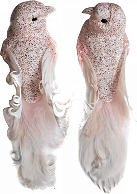 Декорація новорічна Blooming пташка на кліпі 16 см