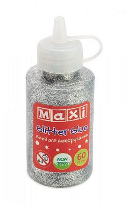 Клей для декорирования с блестками металлик Maxi, 60 мл, серебристый
