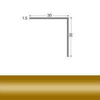 Профіль алюмінієвий універсальний для плитки ТІS 30x30x2700 золото
