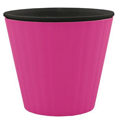 Горшок пластиковый Алеана Ибис круглый 1,6л розовый с черным (114034) 
