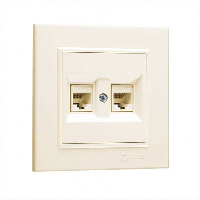 Розетка компьютерная двойная Makel Karea RG-45 САТ 5e слоновая кость