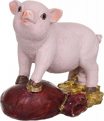 Декорация новогодняя Сувенир Свинка на мешке 10х7,5 см ZY2177A 