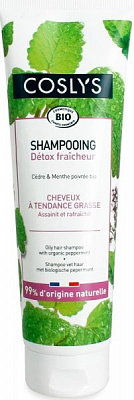 Шампунь COSLYS для жирных волос с органической перечной мятой 250 мл