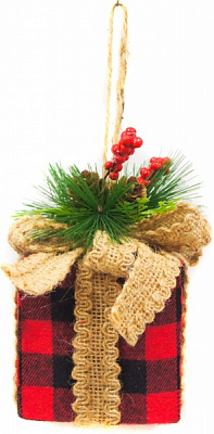 Декорація новорічна Xinchang Trust-Worthy Import & Export Co Подарунок 10 см червоно-чорний 14 см T21-38