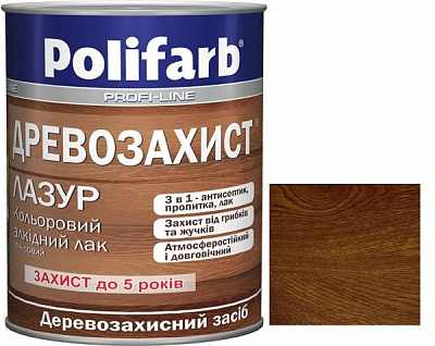 Лазурь Polifarb Деревозащита орех глянец 2,2 кг