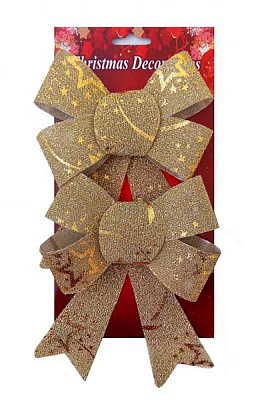 Бант ПВХ с глиттером 13х17х4.5 см золотые