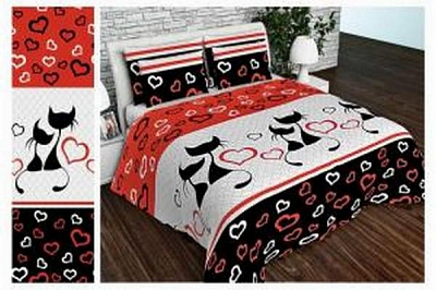Комплект постельного бельяЧерная кошка бежевый с черным 