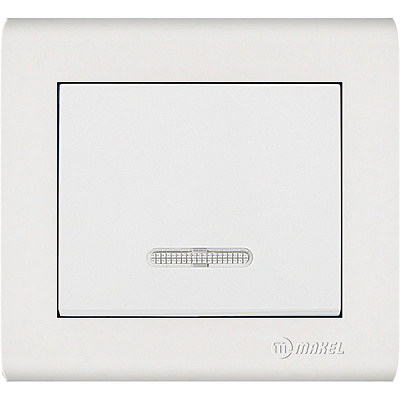 Выключатель одноклавишный Makel Manolya с подсветкой 10 А 250В белый 41001021