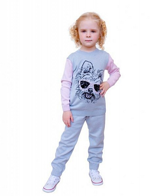 Костюм детский ART KNIT Йорк р.122-128 серый с розовым 387 