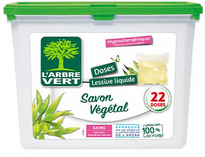 Капсулы для машинной стирки L'Arbre Vert Растительное мыло 22 шт. 