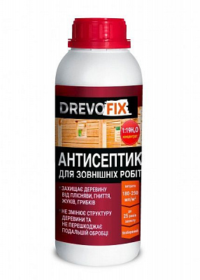 Антисептик DrevoFix для зовнішніх робіт концентрат 1:19 прозорий мат 1 л