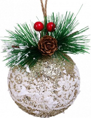 Декоративна підвіска Куля з декором 8 см золотий NY21029