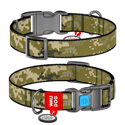 Нашийник Waudog Nylon QR-паспорто мілітарі L