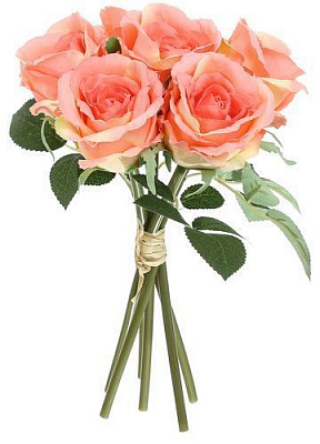 Растение искусственное Букет роз 30 см светло-оранжевый 6