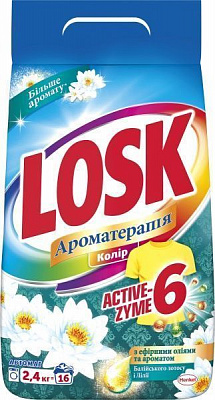 Стиральный порошок для машинной и ручной стирки Losk Колор аромат Балийского лотоса и лилии 16 циклов 2,4 кг