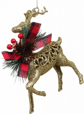 Елочная игрушка Олень золотой 15x11x3 см E09029 