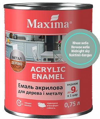 Акваемаль Maxima акрилова для дерева та металу нічне небо шовковистий мат 0,75л