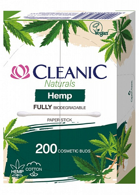 Ватные палочки Cleanic Naturals Hemp бумажный стик 200 шт. (коробка)