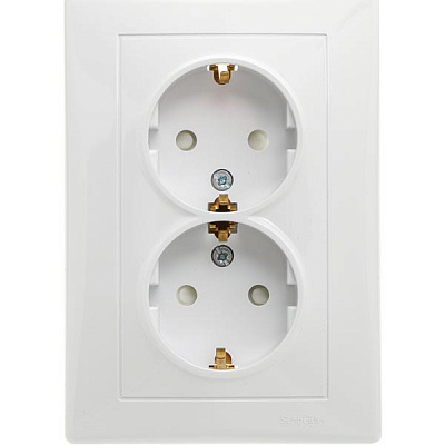 Розетка двойная с заземлением Schneider Electric Sedna со шторками белый