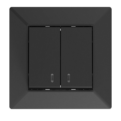 Выключатель двухклавишный HausMark Alta с подсветкой черный SNG-SWP.SQ20MG2W1L-BK