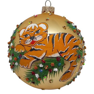 Куля новорічна 9481-3 80 мм золотий