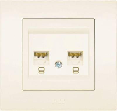 Розетка компьютерная двойная ABB Cosmo RJ45 cat 6 кремовый 619-010300-248