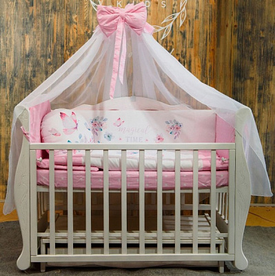 Комплект постельного белья DC KIDS Бабочки белый с розовым БК-56