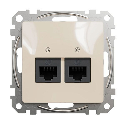 Розетка компьютерная двойная без заземления Schneider Electric Sedna Design RJ45 категория 5E UTP бежевый SDD112452