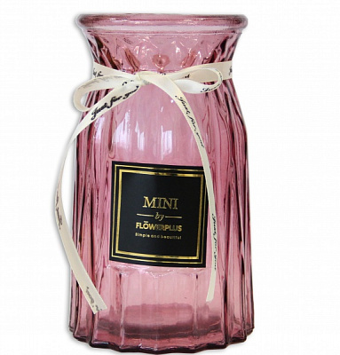 Ваза стеклянная розовая Crystal Nicole mini 18 см YIWU