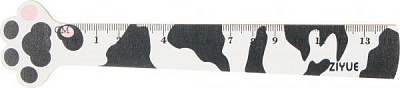 Линейка Лапки котенка черно-белый 14 см