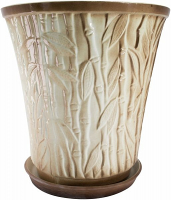 Горщик керамічний Бамбук круглий 18л бежевий із малюнком