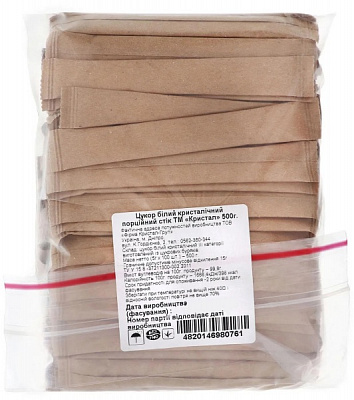 Сахар ТМ Кристал белый кристаллический порционный стик 100 х 5г 500 г