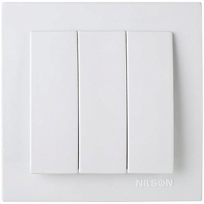 Вимикач триклавішний Nilson Touran без підсвітки 10 А 230В IP20 білий 24111066