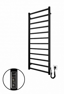 Полотенцесушитель электрический Mario Рушникосушка Токіо-I 1200х500/80 TR К чорний мат