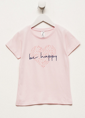 Футболка для дівчаток Sol's Cherry Be Happy р.134–140 блідо-рожевий 11981137/1810A