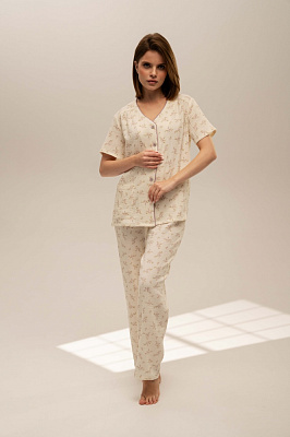 Пижама женская German Volf цветочный принт р. XL молочный