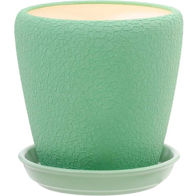 Горшок керамический Ориана-Запорожкерамика Грация №3 шелк оливковый круглый 2,3л зеленый (056-3-062) 