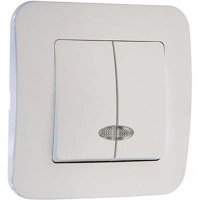 Выключатель двухклавишный Makel Lillium Natural с подсветкой 10 А 250В белый 55023