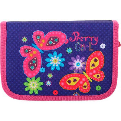 Пенал школьный Бабочка 19,5x13x4 см разноцветный