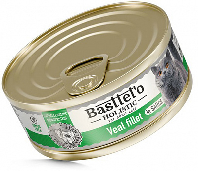 Корм вологий для котів Basttet`o Holistic шматочки філе телятини в соусі 85 г