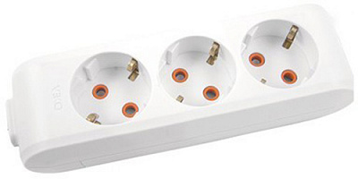 Колодка 16 А 230 В із заземленням 3 гн. білий 90114300