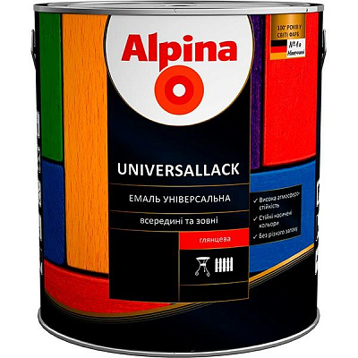 Емаль алкідна Alpina Universallack червоно-коричневий шовковистий мат 0.75л