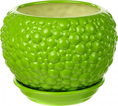 Горшок Ориана-Запорожкерамика Шар bubble круглый 1,4л лайм (037-2-162) 