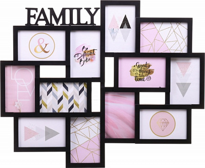 Фотоколлаж Family 61,5х50,5х2,5см 12 фото 10x15 см черный 