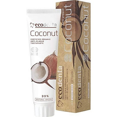 Зубная паста ECODENTA COSMOS ORGANIC против налета с кокосовым маслом и солью цинка 100 мл