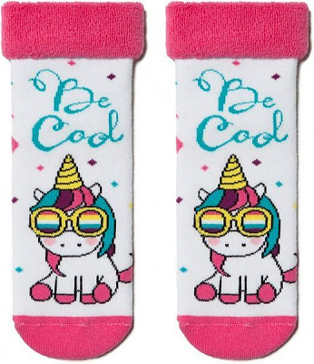 Носки детские Conte-Kids CK SOF-TIKI (с отворотом) 6С-19СП р.18 белый с розовым 