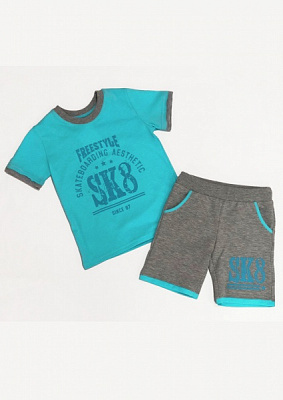 Костюм для мальчиков Roksana №0011/12143 р.116-122 бирюзовый-серый 