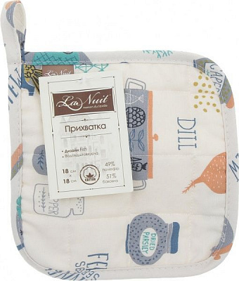 Прихватка Fish 18x18 см білий із принтом La Nuit